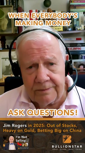 Jim Rogers: “When everybody’s happy, it’s time to ask questions.” The legendary investor shares why he’s cautious on today’s euphoric markets - and why gold and silver still play a key role in his diversified holdings. 👉 Watch the full interview on our YouTube channel: link.bullionstar.com/jimrogersinterview #JimRogers #Gold #Silver #BullionStar #PreciousMetals #WealthPreservation #GoldTok | Bullionstar Singapore