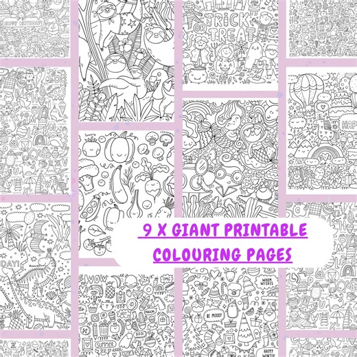 9 GIANT Printable Colouring Posters. Downloadable Coloring Pages for Kids. Printable Download. Instant Download. Colouring for Imagination! - Etsy