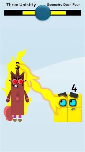 Unikitty Three vs Geometry Dash Four #cartoonblocks #numberblocksanimation #numberblocksfan