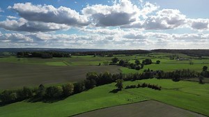 Aerial of forest and landscape in the Belgian Ardennes
