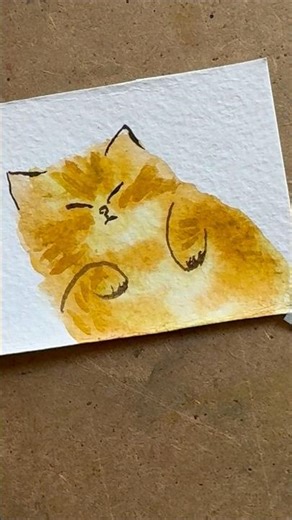 Cute Ginger Cat in Watercolor 🐾✨ #shorts