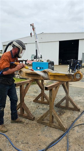 Dustless blasting in action — stripping paint and rust