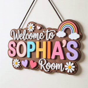 Personalized Girl Door Sign, Nursery Name Sign, Custom Wall Sign, Kids Bedroom Wooden Sign, Girls 3D Welcome Sign, Custom Birthday Gifts - Etsy