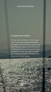 Between the unfeigned faith of the mother and grandmother, and the faith of Timothy, Scripture had been the connecting link. 📖✝️ Let us be so full of faith, love, and obedience to the Word, that our dear children learn from their youth to love, believe, and obey it too. 🤍 Be encouraged by today's prayer meeting as we continue with Andrew Murray's devotional: The Children for Christ. Catch the replay here ➡️ https://www.youtube.com/live/pEjISdk6R3k?si=8o8g3nUYYKuYvcBR | DESTINY CHURCH