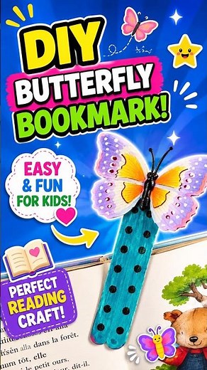 Easy DIY Butterfly Bookmark 🦋 | Popsicle Stick Craft for Kids & Readers #diy #craft #craftyfun #kids