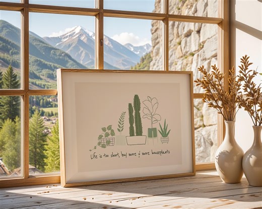 Plant Wall Art Print Botanical Wall Decor Minimalist Plant Poster Neutral Wall Art Houseplant Printable Living Room Decor - Etsy