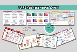 Set of 30 Complete Nurse Reference Badge Card Pack RN Pocket Cards Bundle ACLS Cheat Sheet ICU Lab Values Pain Scale Nursing School Notes - Etsy