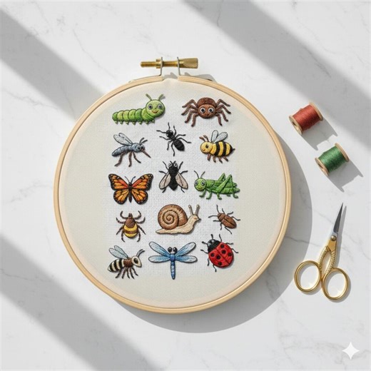 Tiny Bugs Collection Hand Embroidery, Bugs Embroidery Design, Instant Download (PDF Template) - Etsy