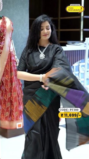 Striking Black Kanchi Light Weight Pattu Saree | Kancheepuram VaraMahalakshmi Silks Tamil Nadu