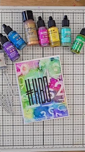Tim Holtz Alcohol Ink + Embossing Folder Birthday Card by Kulbir Kirkland