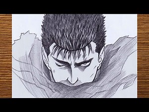 Anime sketch | how to draw Guts step by step | Berserk art