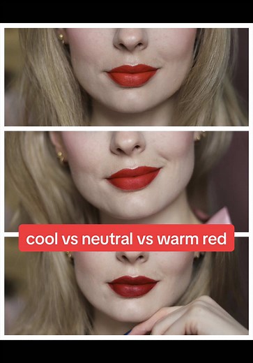 Cool vs. Neutral vs. Warm Red Lipstick on Pale Olive Skin