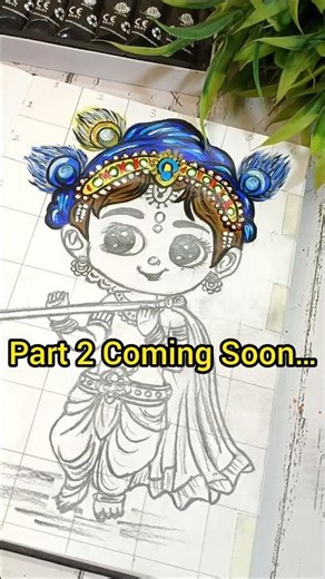 Cute Krishna 😍 Mukut Painting ✨🎨 #shorts