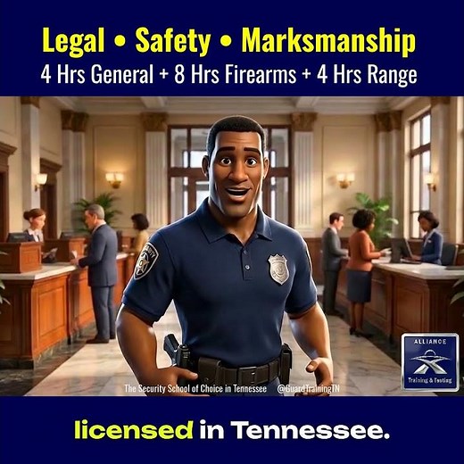 Tennessee Armed Security Guard License Training $160 | 16-Hour State-Approved Course Nashville, TN