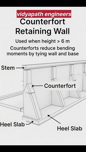 What is a Counterfort Retaining Wall? (With Diagram) #vidyapathengineers