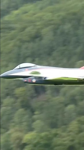 Large Chinese Turbine Fighter Jet Model Chengdu J-10 in Slow Pass