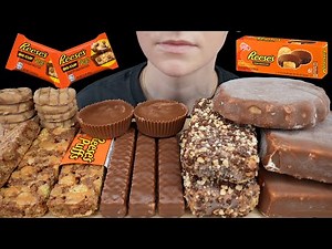 ASMR Reese's Chocolate *Klondike Ice Cream, Puffs Cereal Big Cups, Soft Ice Cream Bar Sweet Mukbang