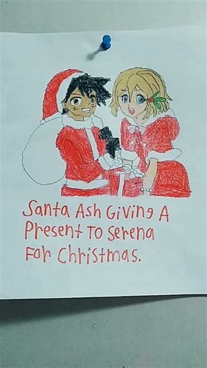 Pokémon Santa Ash giving a Present to Serena for Christmas🎅❤🎄Lily