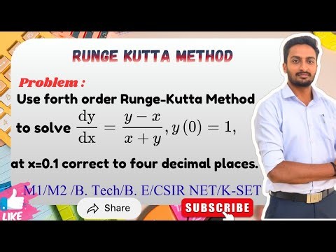Runge-Kutta Method 4th Order | VTU Engineering Maths | dy/dx = (y-x)/(x+y) | y(0.1)