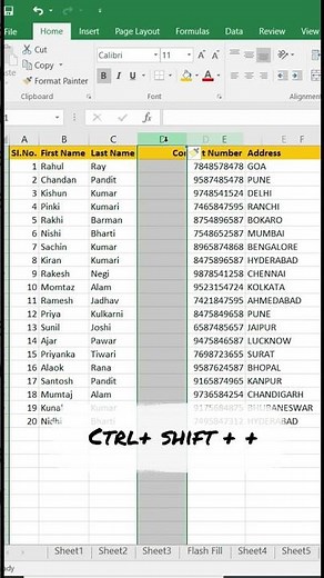 Magic of Ctrl E in Excel |shortcut for insert & delete column #excelshorts #exceltricks #excel