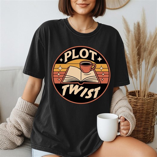 Plot Twist Shirt | Retro Book Lover Graphic Tee | Funny Reading Aesthetic Shirt | Bookish Gift for Women | Vintage Reader Tee - Etsy