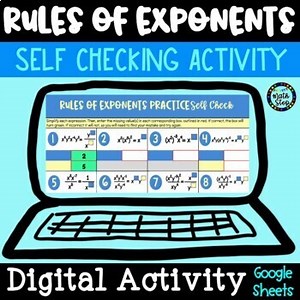 Laws of Exponent Rules Properties Self Checking Google Sheets DIGITAL Activity