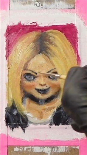Watch me paint Tiffany, the bride of Chucky. #shorts #childsplay #oilpainting #horrorart #horrorfans