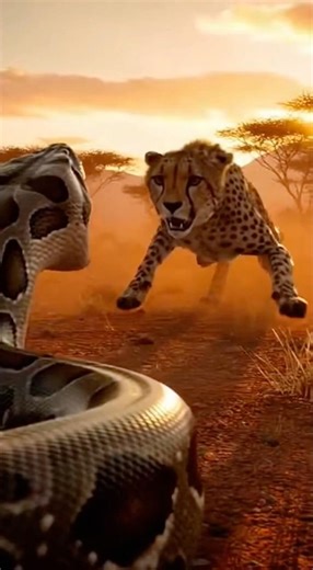 Face to face tiger vs python