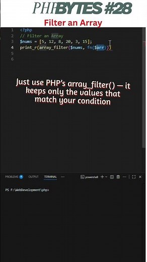 Filter an Array in 1 Line! 🤯 | PHP Bytes #28 #php #coding #phpbytes