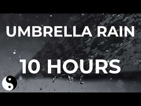Heavy Rain on Umbrella ⚫☔ | 10 Hours Loud Rain Sounds for Sleep & Focus