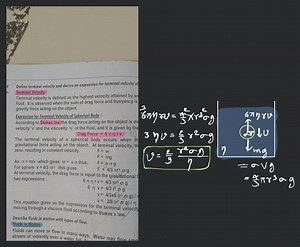 4IS.Define terminal velocity and derive an expression for ter... | Filo