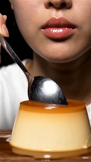 A girl eating Pudding 🍮😋. #mukbang#ai#food #trending #eating #pudding #tomandjerry #amazing #shorts