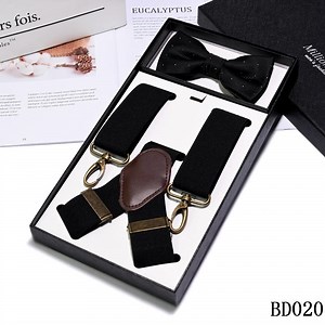 [Hot Item] Hook-Clips Suspenders Men Convertible Suspenders Bowtie Set with Belt Loop Braces