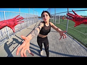 SPIDER-MAN ESCAPING BEAUTIFUL FITNESS GIRL (Romantic Parkour POV Spider-Man)