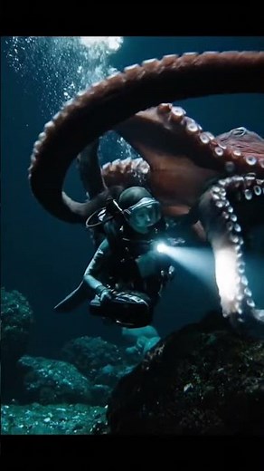 “Girl vs Giant Octopus in the Deep Sea 😱”
