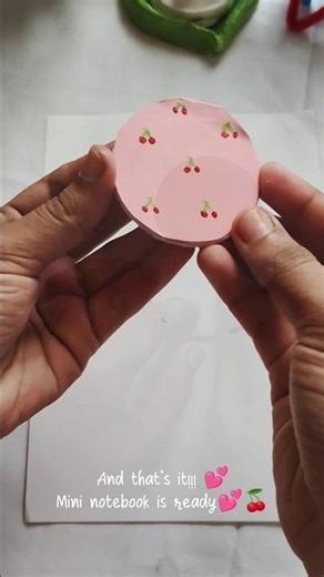 Diy mini notebook 📒🍒💕 #diy #trending #shorts #mininotebook #cutenotes