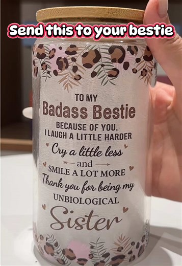 Great gift idea for your badass bestie 🎁 #bestie #bestiecore #glasscup #giftforbestfriend #unbiologicalsister