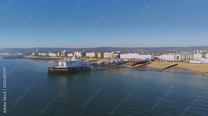 The town of Eastbourne and its famous pier from above