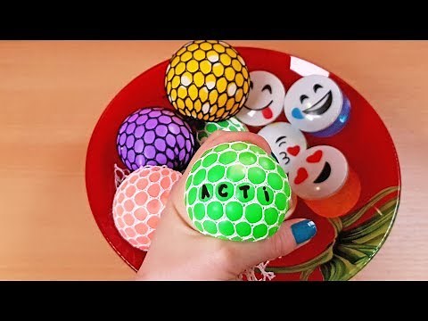 Making Slime With Stress Balls - Mixing Ingredients & Slime