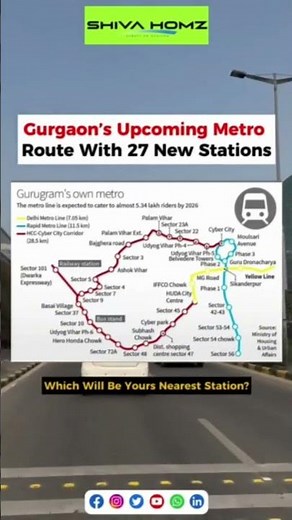 🛤️ Upcoming Gurgaon Metro Corridor – 27 New Stations Transforming Connectivity.