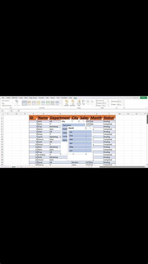 Slicer से data filter करना सीखो ✅ | #excel #exceltips #computer #computereducation #reels #viral
