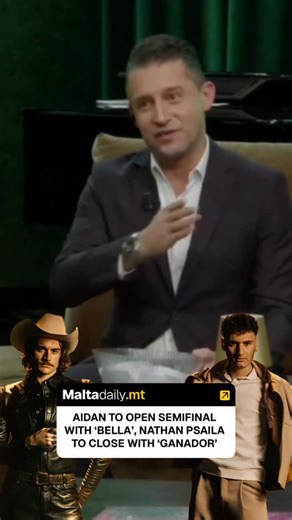 Malta Daily on Instagram: "It has been confirmed - @itsaidanofficial will be opening the Eurovision Song Contest semifinal with ‘Bella’ on Thursday, with @nathanpsaila_official closing with ‘Ganador’. The opening and closing act were revealed during the Green Room, hosted by @ronbriffa_ The songs were chosen at random, and are set to be the start and end point of an evening of music, with participants aiming for a spot in the finale and, hopefully, the chance to represent Malta in Vienna 2026. T