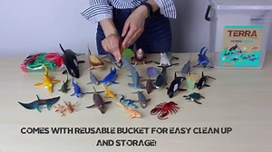 Terra by Battat – 60 Pieces Marine World Realistic Ocean Animal Toy Set – Plastic Sea Animal Figurines & Accessories – Includes Shark, Whale, Dolphin & More for Kids & Toddlers 3+ Years