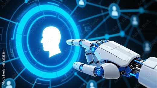 AI Online job search recruitment. Artificial intelligence automation system transforms hr processes with candidate resume screening and hiring leadership growth driving innovation recruitment