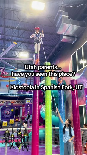POV: your kid suddenly becomes way braver than you 😳 Between the giant slides, obstacle courses, and climbing wall, @KidsTopia is basically nonstop energy for kids. If you’re looking for somewhere to let your kids run, climb, and burn off all that energy, Kidstopia is a fun one. AND they’re open on Sundays! 📍Kidstopia – Spanish Fork #utahkids #thingstodoinutah #utahmoms #spanishforkutah #utahmamaguide