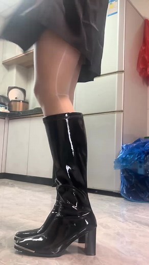 Stylish High-Heeled Boots for Kitchen Looks