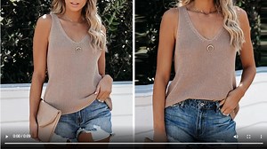 Watch Women's V Neck Tank Tops Loose Fit Vest Knitted Tank Tops on Amazon Live