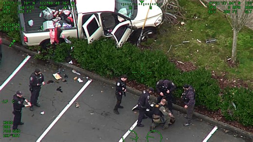 King County helicopter captures moment murder suspect crashes truck during high-speed chas