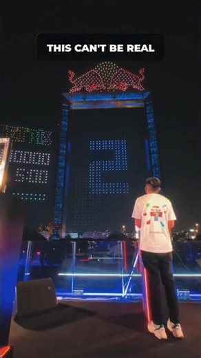 Red Bull Creates World's First Interactive Drone Tetris Tournament at Dubai Frame.