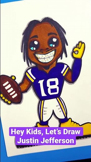 🏈 How to Draw Justin Jefferson - Minnesota Vikings Football (Short)